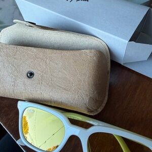 Ray-Ban White Frame Zaya Sunglasses with Yellow Lenses